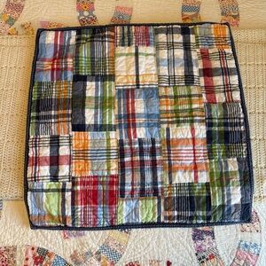 Pottery Barn Kids Vintage 2009 Plaid Patchwork Euro Square Pillow Sham